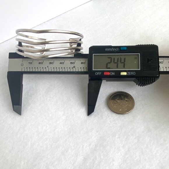 Sterling Silver 925 Modernist 22MM Wide Multi Row 4 Band V Cuff Bracelet Sz 7.5" - Picture 14 of 16